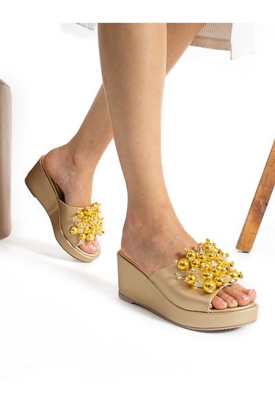 Alemdar Shoes Gold BEST - Beaded Women's Slippers