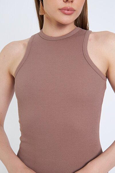 The Champ Clothing Long Mink Camisole Dress - Halter Neck and Lycra