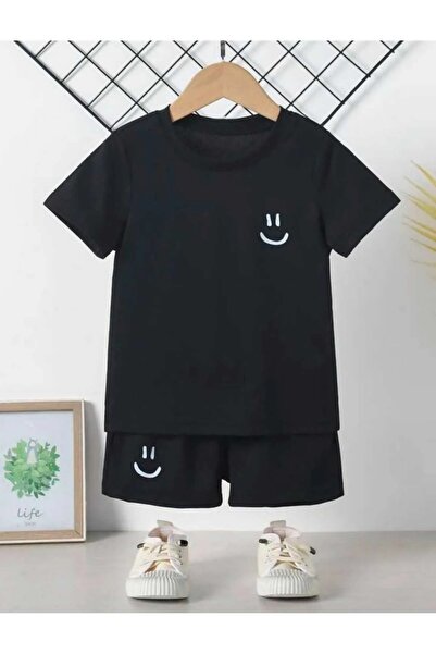 DAXİS Sportwear Company Unisex Kids T-Shirt and Shorts Combo - Smiling Face P...
