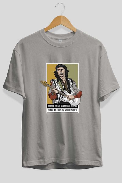 Ankhises Che Guevara Hendrix Tricou supradimensionat, gri, imprimat în față, unisex, bărbați, femei, cu gât crew
