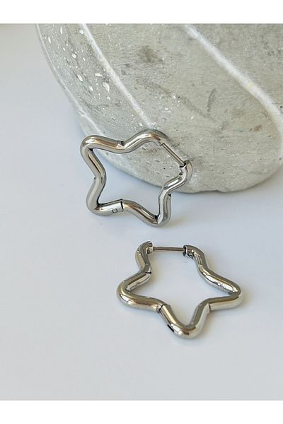 KOALA COMPANY 23mm Steel Silver Color Star Earrings