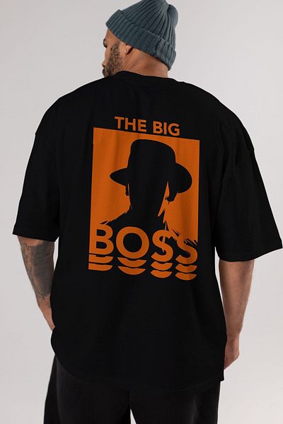 Ankhises The Big Boss Back Print Μαύρο μπλουζάκι Oversize Unisex Ανδρικό Γυναικείο λαιμόκοψη