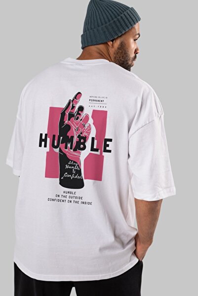 Ankhises Humble Back Štampano Bela Oversize kroj T-shirt Unisex Muškarci Žene...