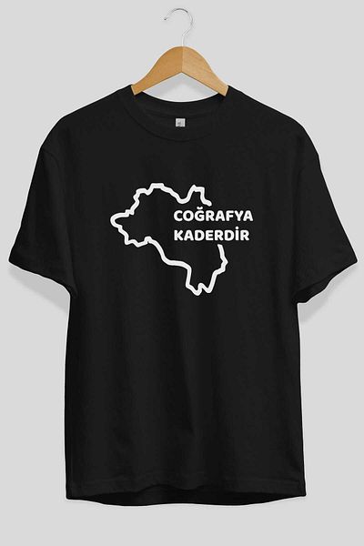Ankhises Geography is Fate Tricou negru supradimensionat cu imprimeu în față pentru bărbați și femei cu gât crepus