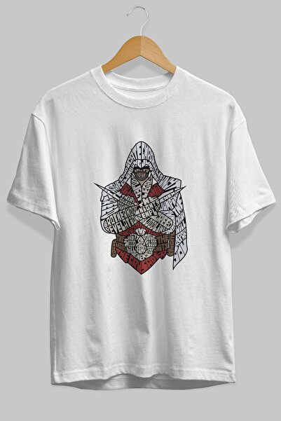Ankhises Assassins Front Štampano Bela Oversize kroj T-shirt Unisex Muškarci ...