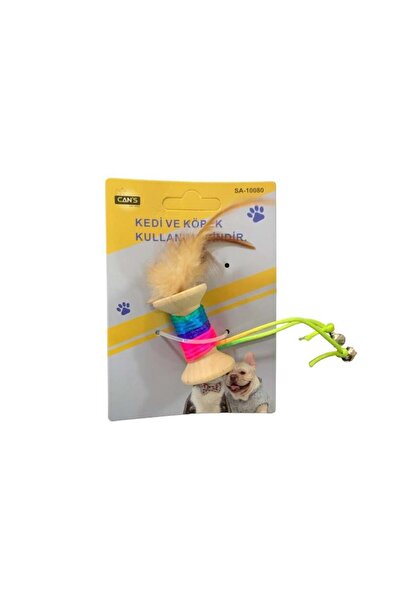 Glipet Renkli İp Sargılı Tüylü Kedi Oyuncağı 15 Cm