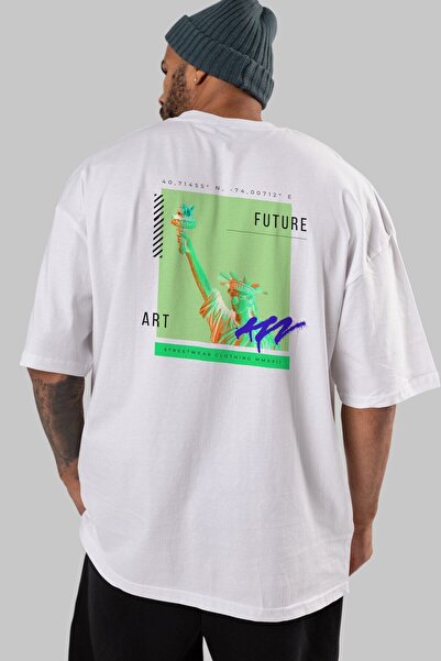 Ankhises Future Streetwear Leđa Štampano Bela Oversize kroj T-shirt Muškarci ...