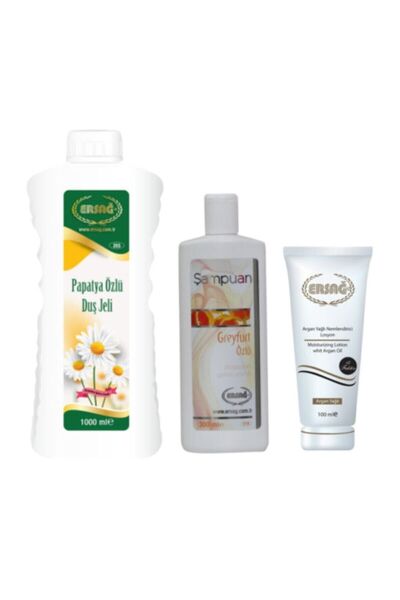 Ersağ Greyfurt Özlü Şampuan Ve Papatya Özlü Duş Jeli Ve Argan Yağlı Nemlendirici