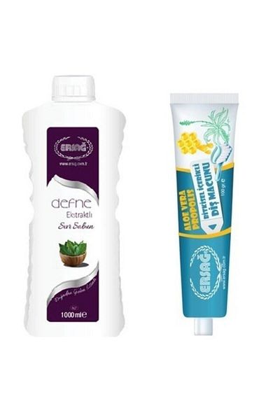 Ersağ Laurel Extract Liquid Soap 1000 ml and Aloe Vera Toothpaste 100 gr