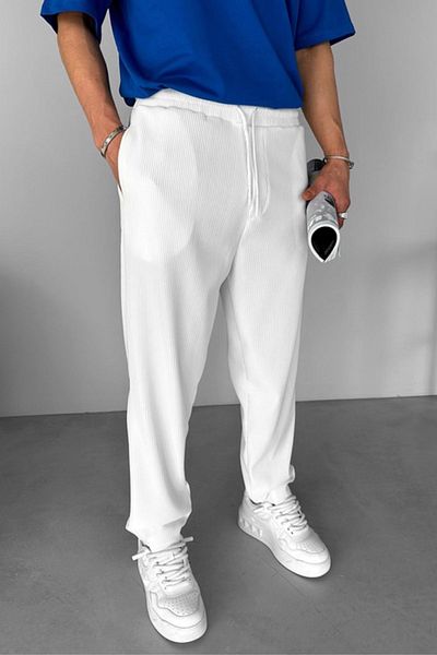 MADZEYMODA Ανδρικό τζόγκερ με λευκή ράβδο, με φαρδιά και χαλαρή εφαρμογή