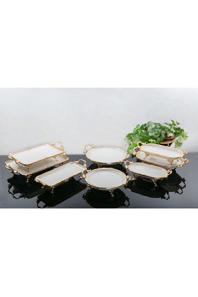Santara EXCULİVE OVAL HANDLE 8 PIECES GOLD GORGEOUS PRESENTATION SET