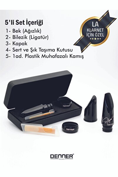 Denner Elegant LA Klarnet Beki 5'li SET (2.05 SET) LA Klarnet Beki/Ağızlığı, Bilezik, Kapak, Kutu, 1 Kamış