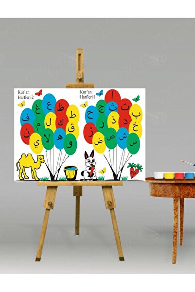 tuvval Sayılarla Boyama Seti CÜZ-KURAN  HARFLERİ 35x50- Dini Çocuk Hobi Boyama