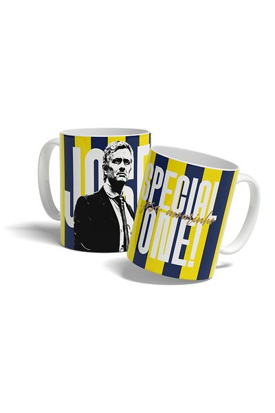 OFFSIDE Jose Mourinho Yellow Navy Blue Printed Porcelain Mug - Coffee Cup Gift