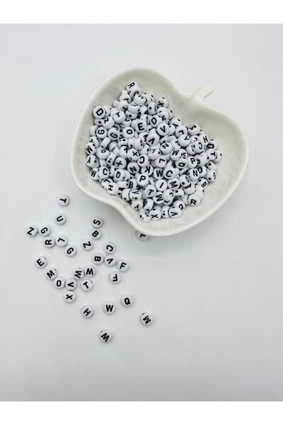 Egem aksesuar Μαύρες Επίπεδες Χάντρες Γράμματα 200 Τεμάχια Χάντρες Κοσμήματος