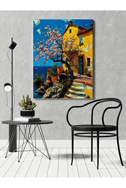 RUGSMODERN Kanvas Tablo Sarı Binalı Manzaralı Desenli Modern Tablo