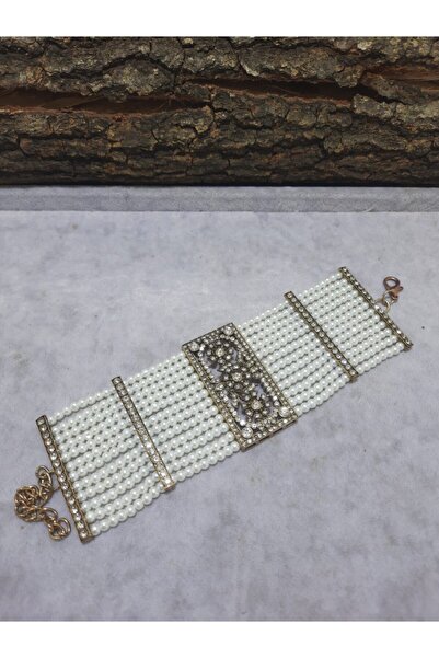 TMD AKSESUAR سوار برونزي عتيق مرصع بالألماس واللؤلؤ وأحجار الزركون