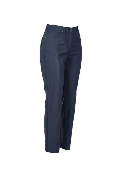 Seleste High Waist Navy Blue Women's Trousers - Wide Leg 23Y153