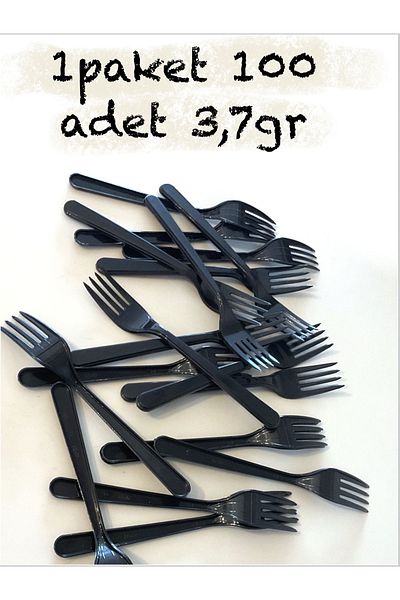 wellpack Plastic Fork Luxury Hard 100 Pieces Black
