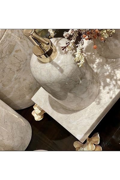 ege gross DECORATIVE BEIGE MARBLE GINKO ACCESSORY DETAIL 6-Piece BATHROOM SET SET
