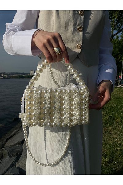 BEYBACO Flower Patterned Pearl Bag - Floral Hand and Shoulder Bag