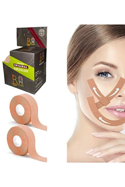 BekLife Kinesiology 2, 5cm X 5mt 2 Adet Tape Yüz Yogası Yüz Bölgesi Için Therapy Cotton Kinesio Face Tape
