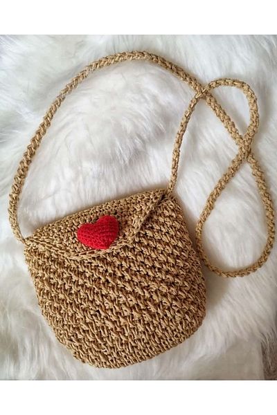 AFRALYAHOME Knitted children's bag, straw children's bag,