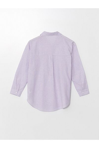 LC Waikiki Cămașă LCW oversize cu dungi în amestec de in pentru femei - cu mânecă lungă