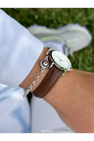 Q&Q Retro Pink Leather Corded Silver Case Polite Women's Wristwatch and Bracelet Set