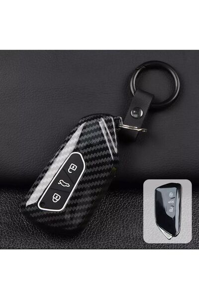 AYZ GARAGE Volkswagen-seat-skoda Siyah Karbon Anahtar Kılıfı (yeni Kasa)