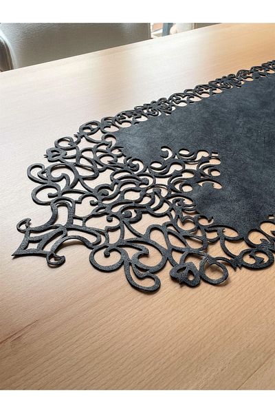 Ergüven Home Dark Gray Suede Fabric Runner Table Size 40x140cm