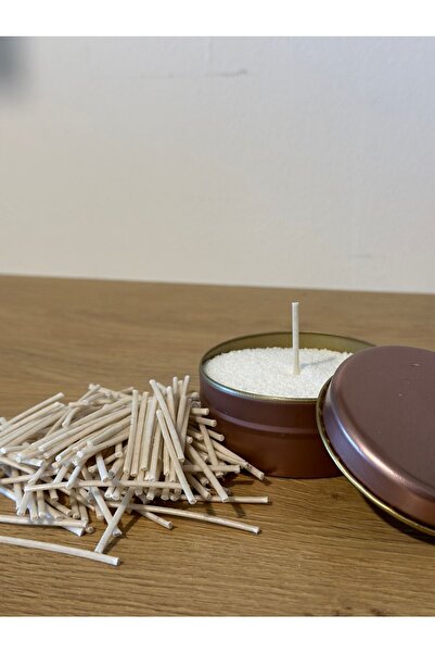 MİADA İnci Tozu Mum Fitili Hazır Mumlanmış %100 Pamuk İpinden 100 adet Sert 5cm Fitil