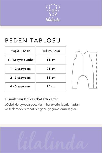Lilalinda Bebek/çocuk Uyku Tulumu 0.5 Tog, %100 Pamuk 4 Kat Müslin