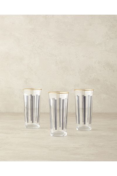 English Home Modern Line Glass - 3-Piece Black Coffee Side Water Glass