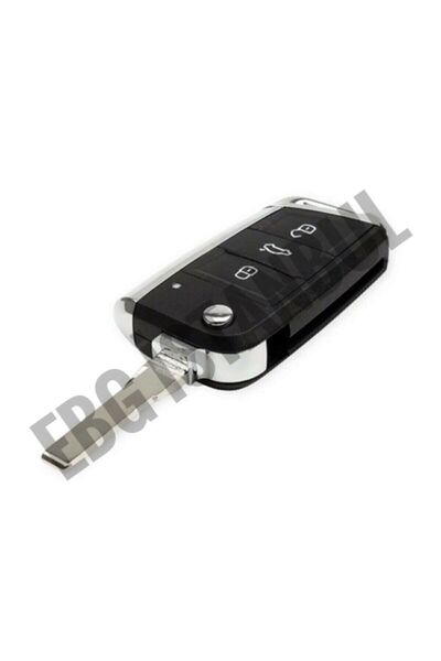 EBG İSTANBUL Volkswagen Polo-Golf 7-Škoda-Seată Carcasă de telecomandă pliabilă cu 3 butoane (cromată) cu logo