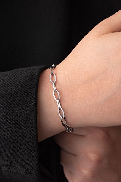 ByFlorya Jewelry سلسلة بيضاوية من الفولاذ السميك غير قابلة للتلطيخ 5 مم 17 سم...