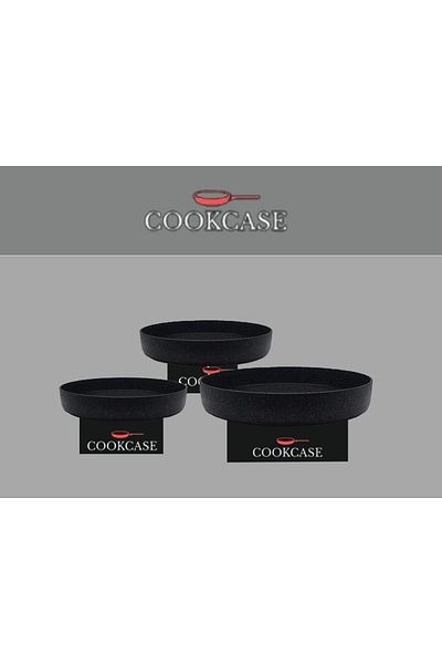 COOKCASE صينية جرانيتك سوداء مقاس 4 مم - 28-30-32 سم