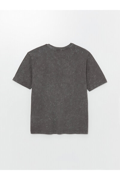 LC Waikiki LCW oversize dámské tričko – výstřih s výstřihem, s potiskem, krátký rukáv