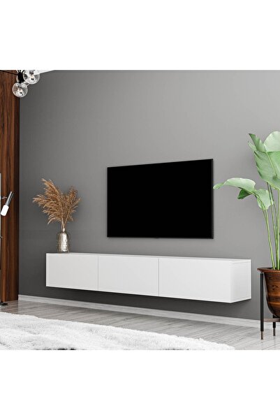 Mezza 1230 SOLE 3 KAPAKLI KULPSUZ 180 CM TV ÜNİTESİ BEYAZ