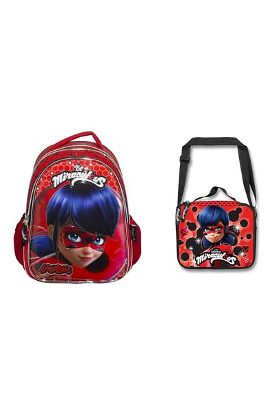 Miraculous LADYBUG - Glitter and Embossed Ladybug Primary School and Lunch Box
