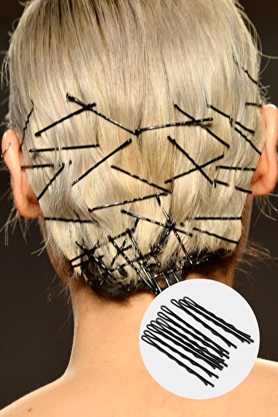 Gampus Kadın Siyah Tel Firkete Saç Tokası 32 Adet Esneme Yapmaz Kaliteli Kalı...