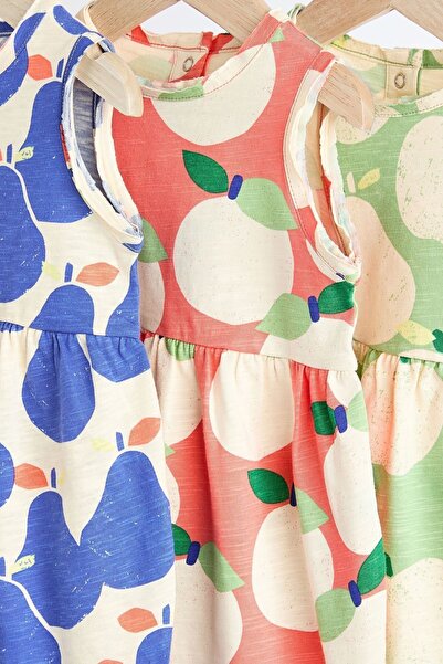 Next Baby Shiny Fruits Romper - 100% Cotton, Set of 3