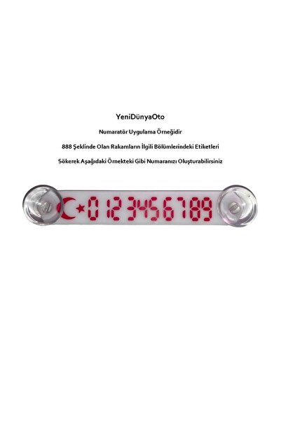 YeniDünyaOto 2 Adet Beyaz-kırmızı Araç Park Telefon Numaratörü Tel No Gösterici Numaratik Ydnmr213