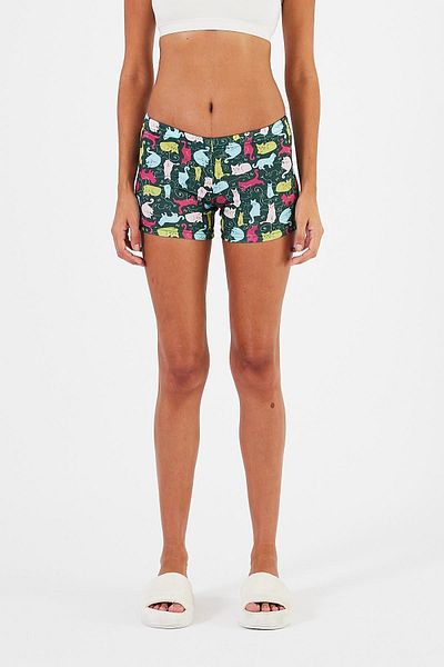 Penyelux Green Stretchy Cotton Mini Tights - Cool, Elastic Waist Women's Shorts