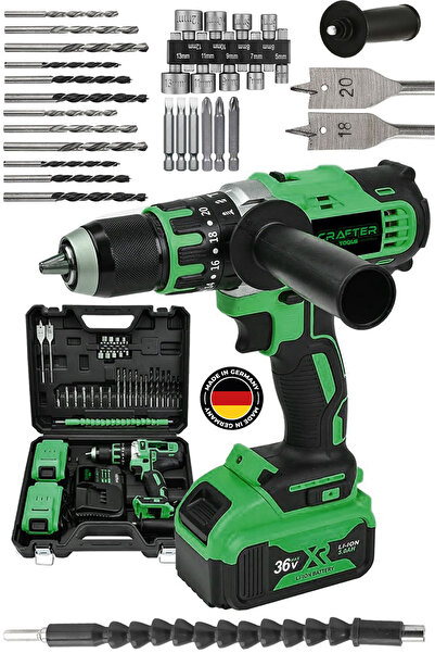 CRAFTERTOOLS 36V 5Ah Çift Bataryalı Çelik Mandren Darbeli Şarjlı Matkap Akülü...
