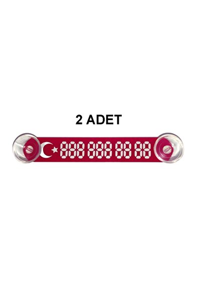 YeniDünyaOto 2 Pieces Red-white Moon Star Vehicle Parking Telephone Number Wire Number Indicator Number Ydnmr211