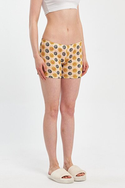 Penyelux Stretchy Cotton Mini Shorts Leggings - Women's, Cool, Elastic Waist, Yellow