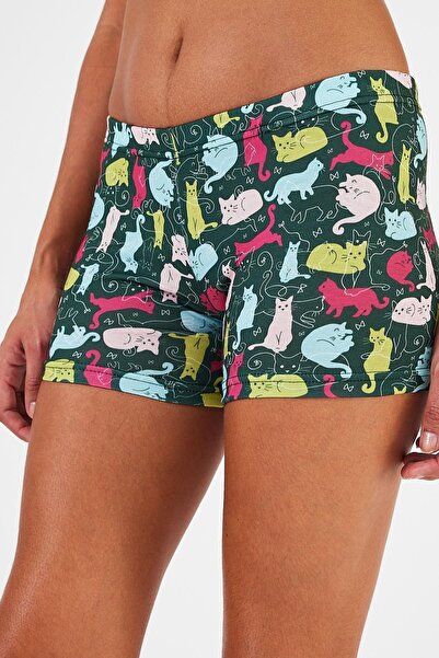 Penyelux Green Stretchy Cotton Mini Tights - Cool, Elastic Waist Women's Shorts