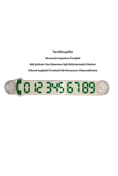 YeniDünyaOto Araç Park Telefon Numaratörü Tel No Gösterici Numaratik Beyaz-yeşil Ydnmr015