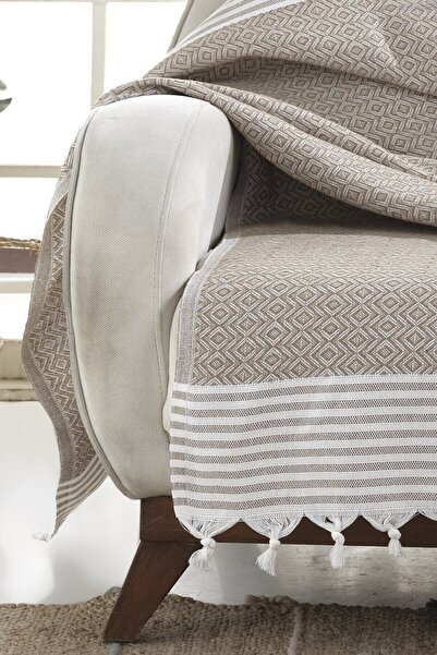 Lux Touch Bergama Hardal Buldan Koltuk Örtüsü 170 X 210 Cm Koltuk Şalı Kanepe Çekyat Örtüsü Pamuklu Throw